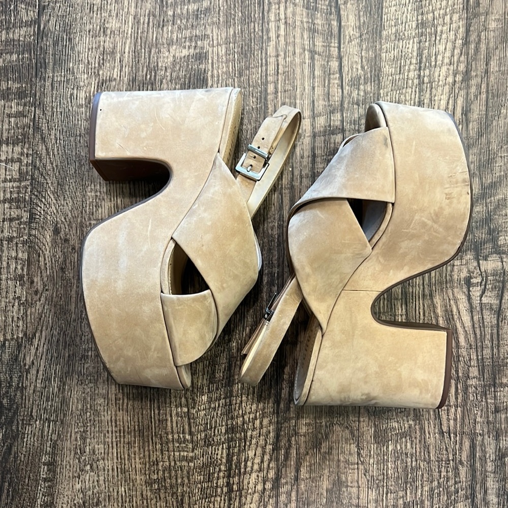 Schutz nude suede platform sandals